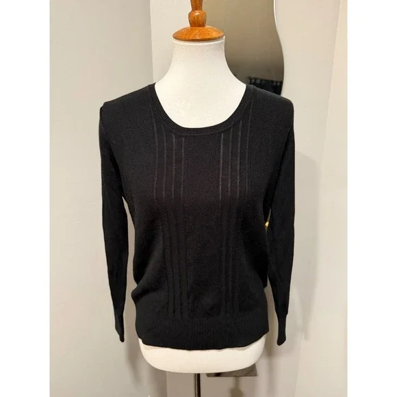 Banana Republic Black Mesh Knit Top Women's Size Small - Picture 4 of 9
